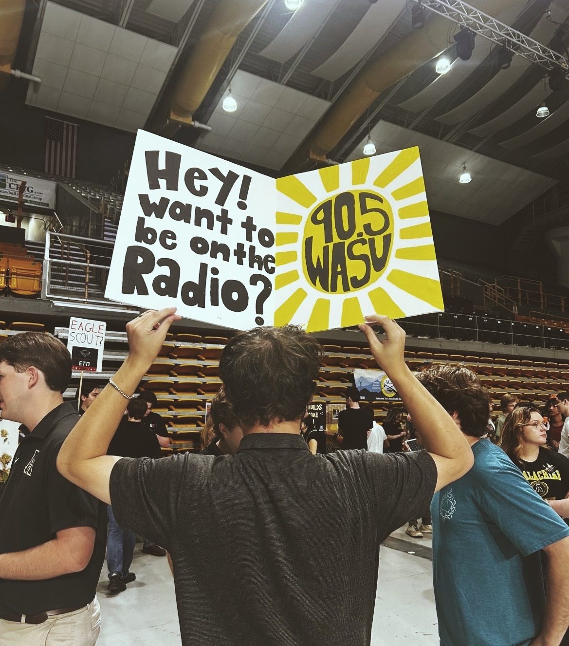 WASU recruiting on campus, one hand-painted sign at a time.