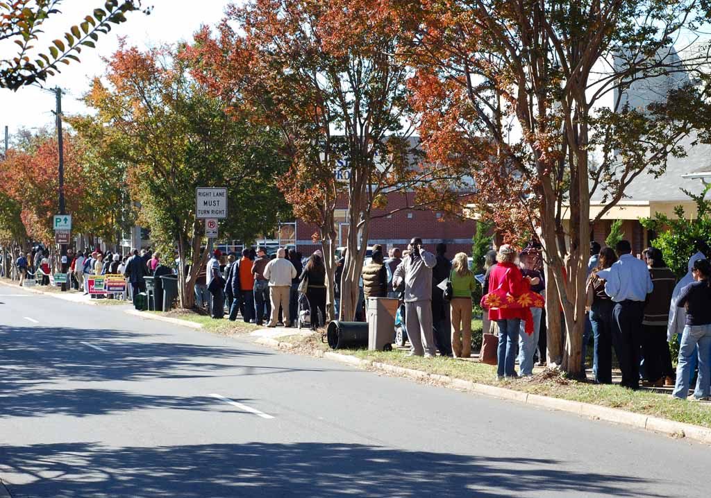 Don't let this be you. Voters line up in Charlotte on Oct. 31, 2008.